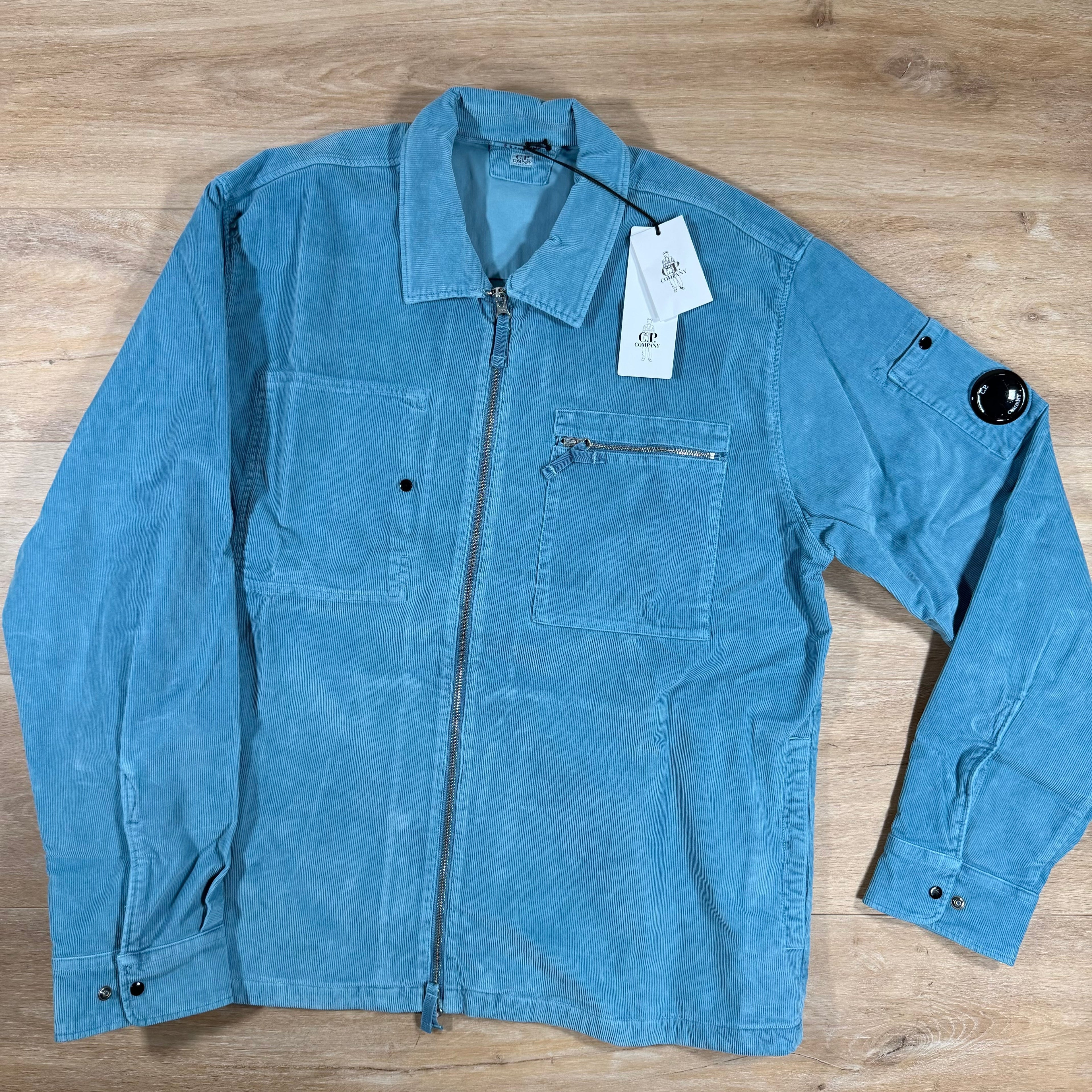 C.P. Company Corduroy Lens Overshirt in Aegean Blue