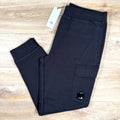 C.P. Company Diagonal Raised Fleece Lens Sweatpants in Black