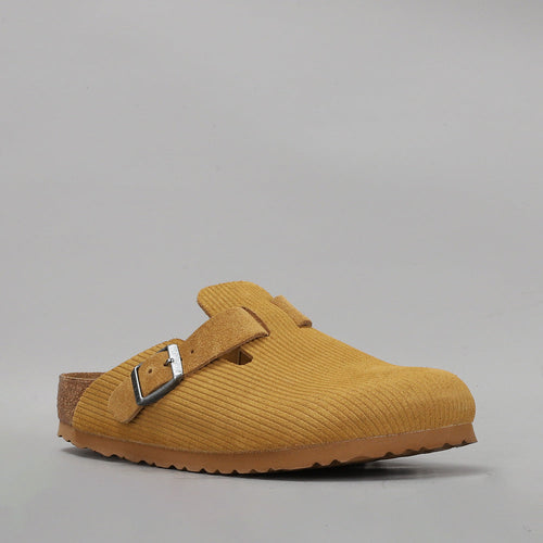 BIRKENSTOCK - BOSTON CLOGS - CORDUROY CORK BROWN EMBOSSED SUEDE - NARROW FIT