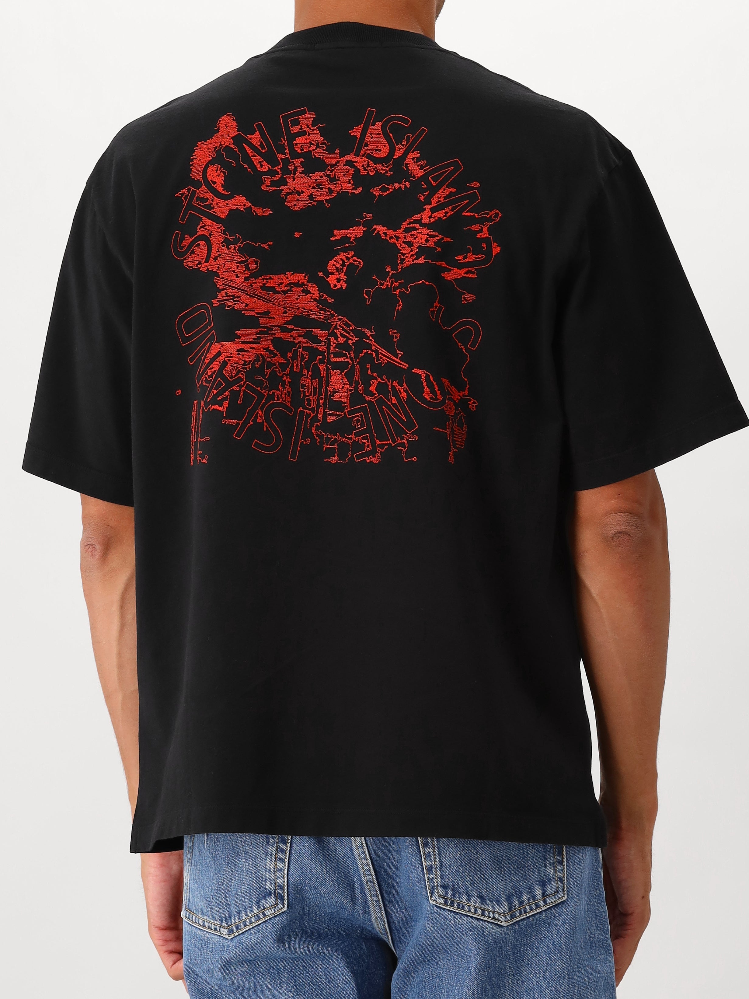 Stone Island T-shirt Backprint Zwart