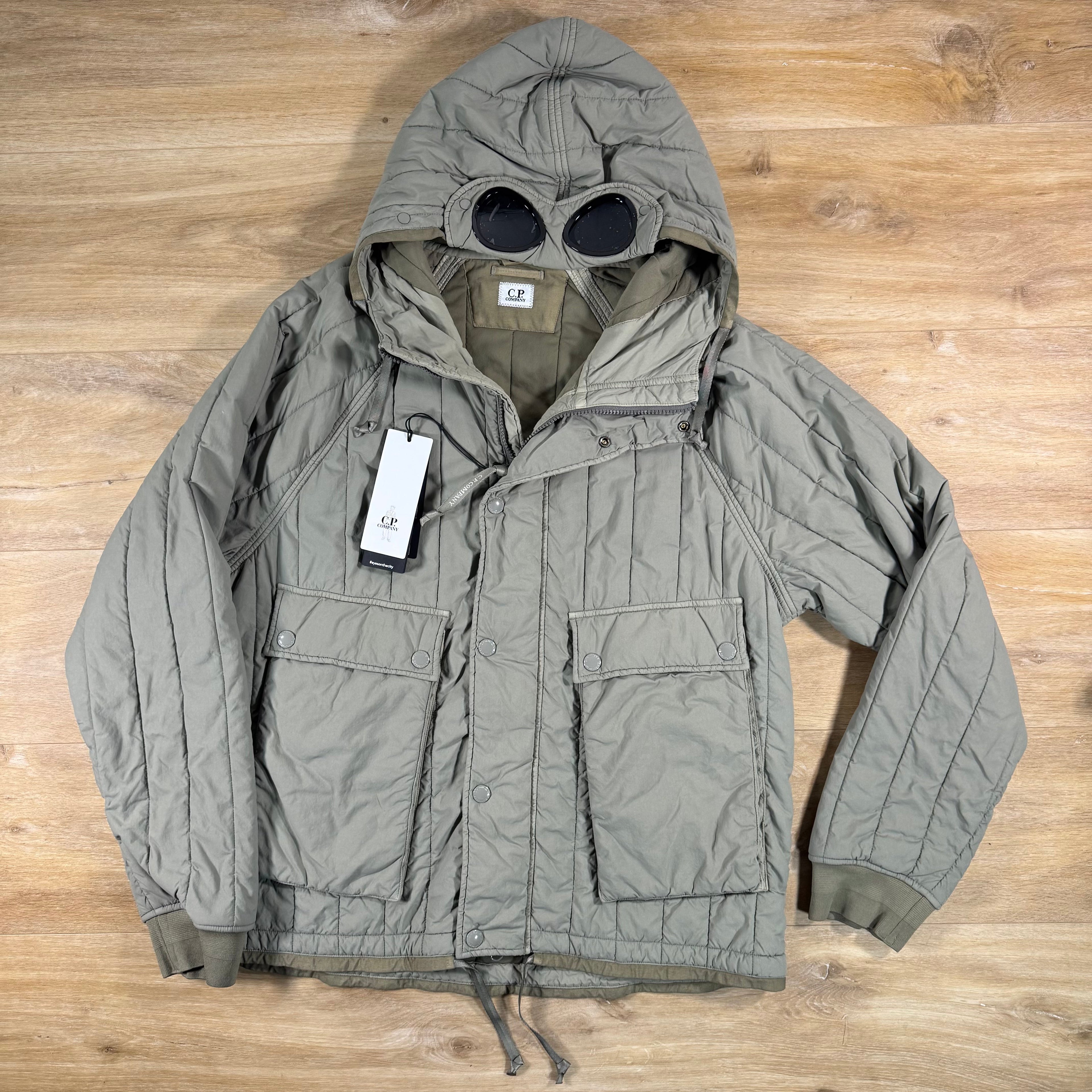 C.P. Company GD Liner Padded Goggle Jacket in Fallen Rock - Grey