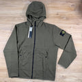 Stone Island Full-Zip Technical Hoodie in Military Green