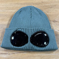 C.P. Company Cotton Goggle Beanie in Silver Blue
