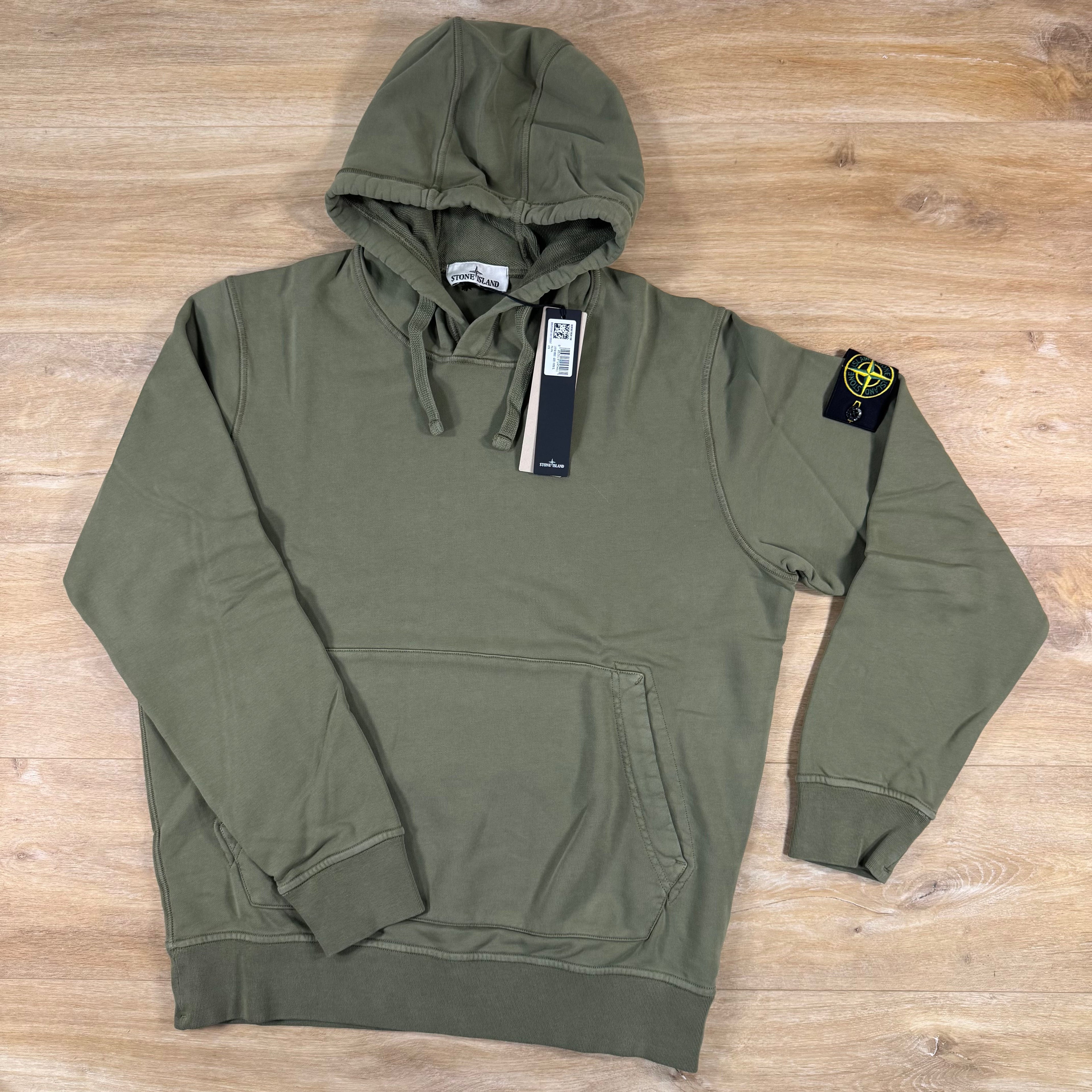 Stone Island Pullover Fleece Hoodie in Military Green