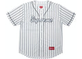 SUPREME RHINESTONE BASEBALL JERSEY PINSTRIPE