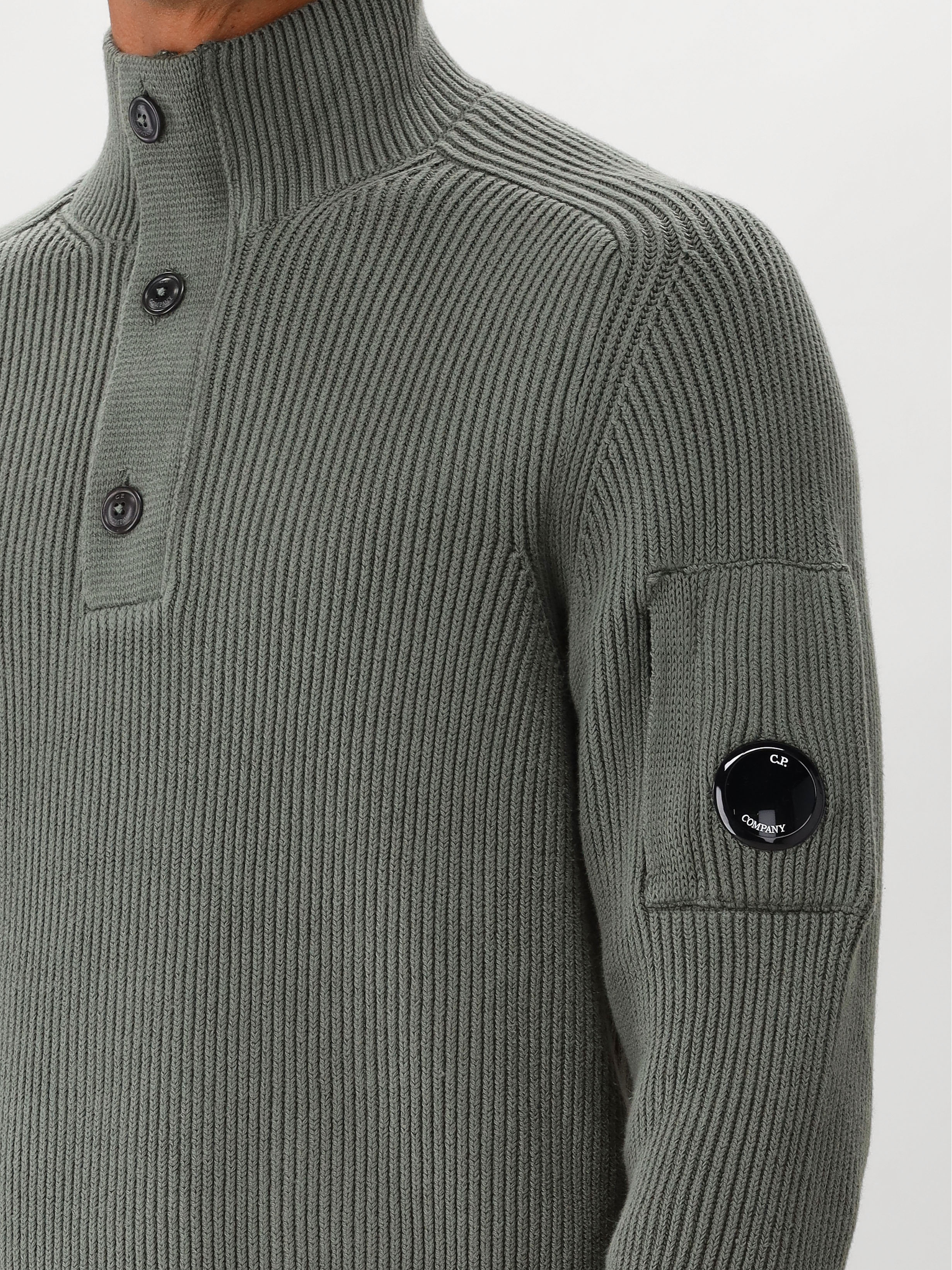 Cp Company Gebreide Trui Groen Polo Collar