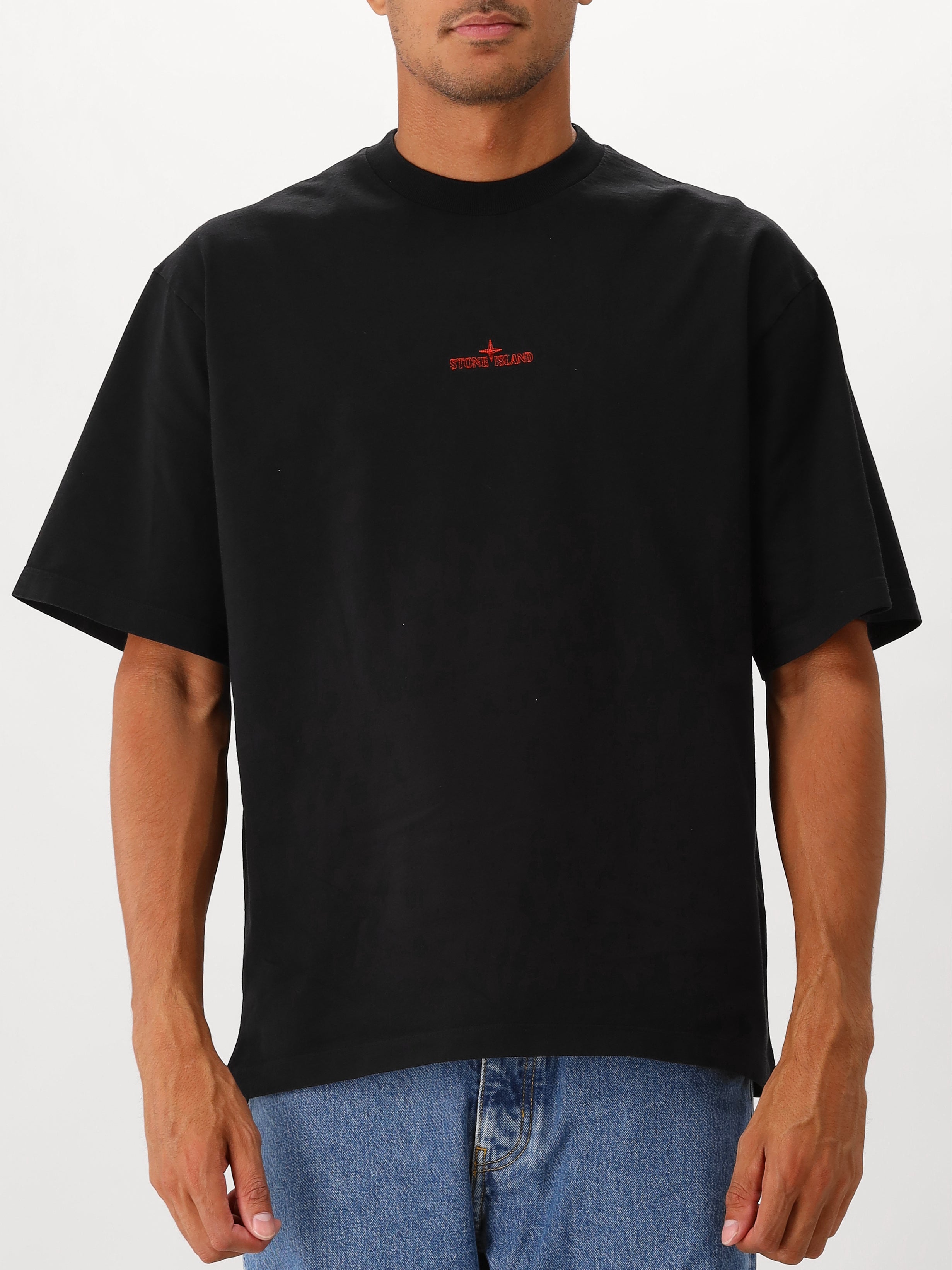 Stone Island T-shirt Backprint Zwart