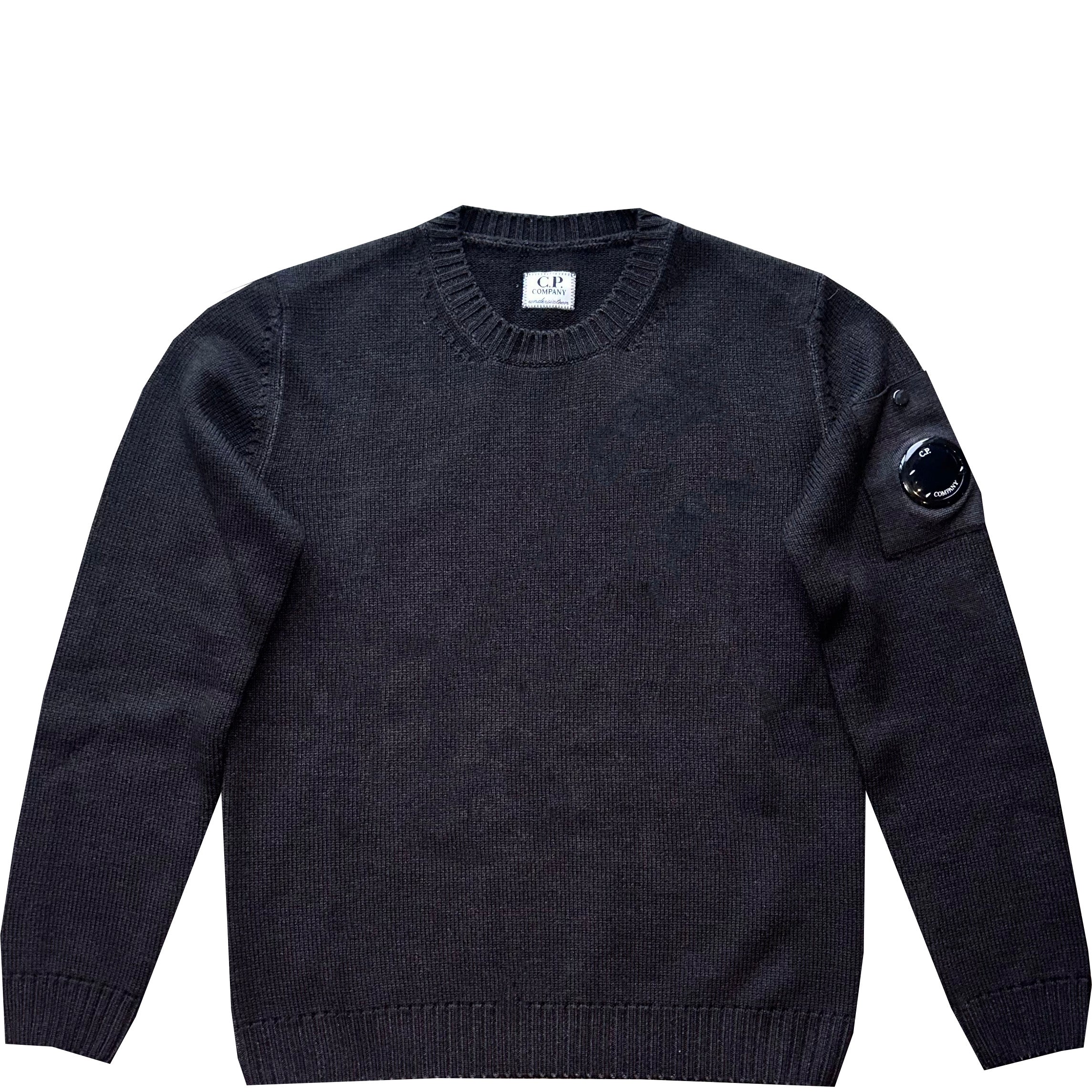 Kids CP Company Black Merino Wool Lens Knit